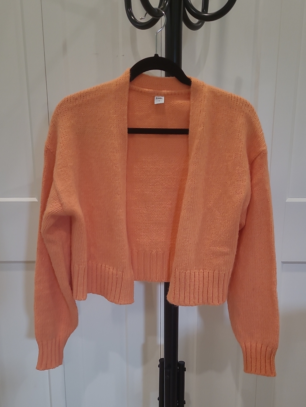 TWIK Cropped Open-Front Women's Sweater Cardigan - Peach Orange